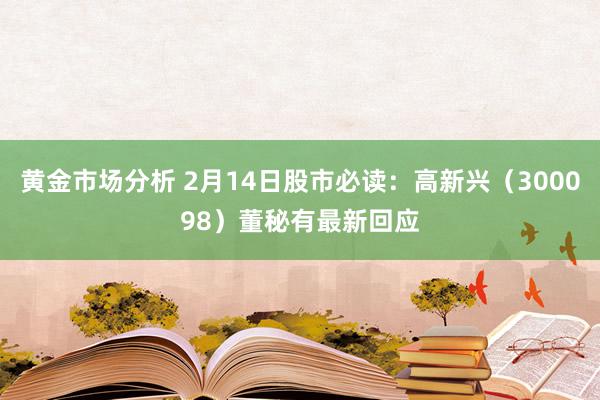 黄金市场分析 2月14日股市必读：高新兴（300098）董秘有最新回应