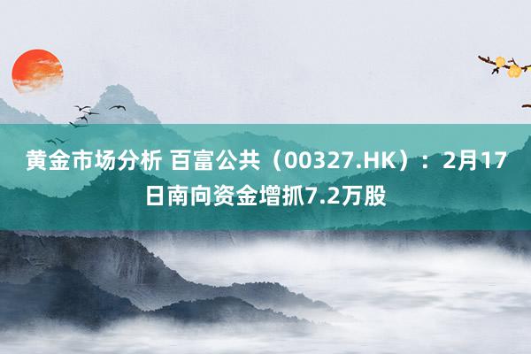 黄金市场分析 百富公共（00327.HK）：2月17日南向资金增抓7.2万股