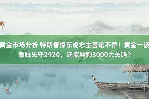 黄金市场分析 特朗普惊东说念主言论不停！黄金一波急跌失守2920，还能冲刺3000大关吗？