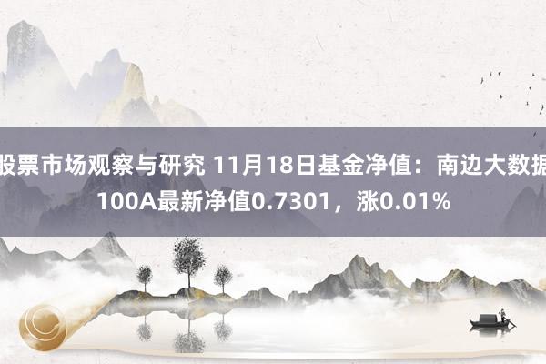 股票市场观察与研究 11月18日基金净值：南边大数据100A最新净值0.7301，涨0.01%