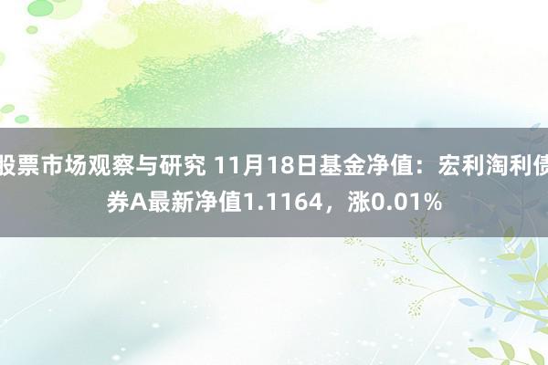 股票市场观察与研究 11月18日基金净值：宏利淘利债券A最新净值1.1164，涨0.01%