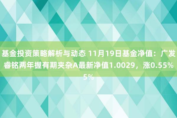 基金投资策略解析与动态 11月19日基金净值：广发睿铭两年握有期夹杂A最新净值1.0029，涨0.55%