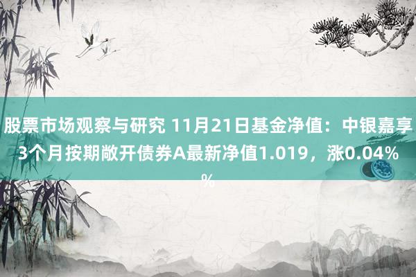 股票市场观察与研究 11月21日基金净值：中银嘉享3个月按期敞开债券A最新净值1.019，涨0.04%