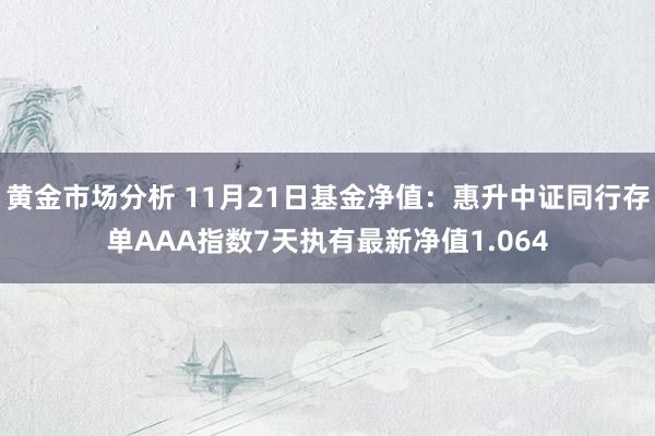 黄金市场分析 11月21日基金净值：惠升中证同行存单AAA指数7天执有最新净值1.064