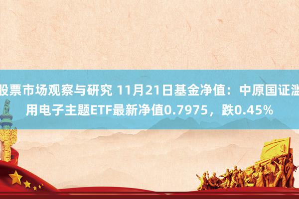 股票市场观察与研究 11月21日基金净值：中原国证滥用电子主题ETF最新净值0.7975，跌0.45%