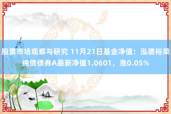 股票市场观察与研究 11月21日基金净值：泓德裕荣纯债债券A最新净值1.0601，涨0.05%