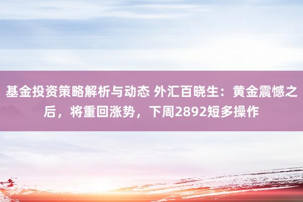 基金投资策略解析与动态 外汇百晓生：黄金震憾之后，将重回涨势，下周2892短多操作