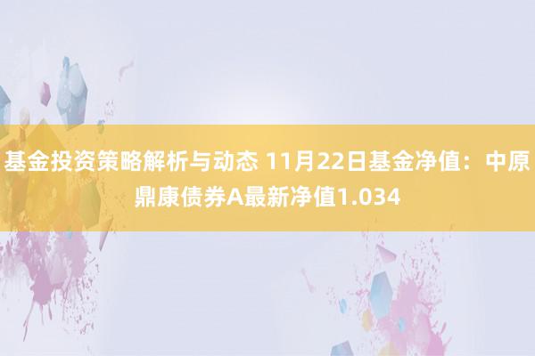 基金投资策略解析与动态 11月22日基金净值：中原鼎康债券A最新净值1.034