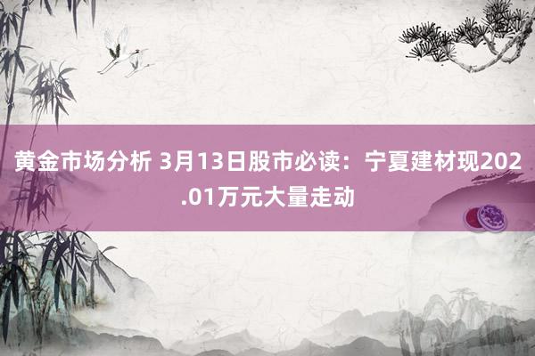 黄金市场分析 3月13日股市必读：宁夏建材现202.01万元大量走动