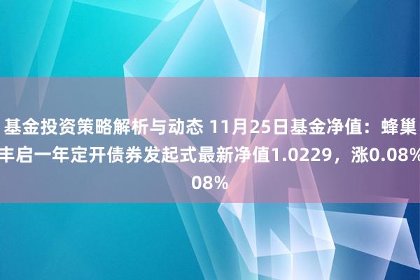 基金投资策略解析与动态 11月25日基金净值：蜂巢丰启一年定开债券发起式最新净值1.0229，涨0.08%