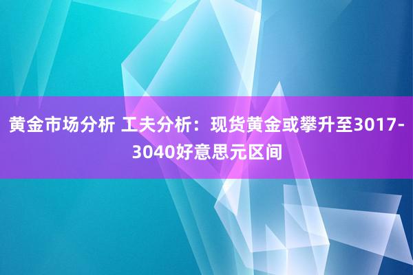 黄金市场分析 工夫分析：现货黄金或攀升至3017-3040好意思元区间