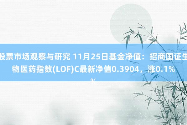 股票市场观察与研究 11月25日基金净值：招商国证生物医药指数(LOF)C最新净值0.3904，涨0.1%